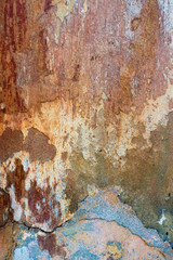 Cracked and peeling paint old wall background. Classic grunge texture.