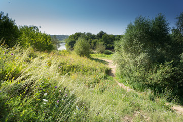 Hiking along a beautiful and unknown path