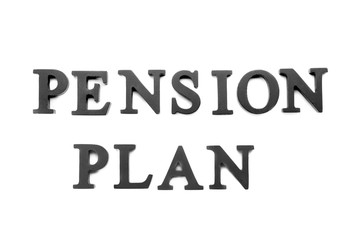 Words "Pension plan" on white background