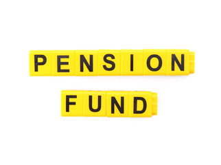 Words "Pension fund" on white background
