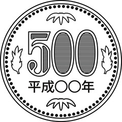 500 yen coin Black and White.eps