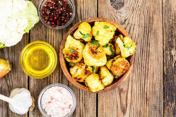 Vegetable dishes. Cauliflower, fried in breadcrumbs