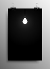 Glowing Light Bulb Dark Room. Idea.