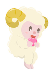 Fototapeta premium ハートを抱きしめる羊