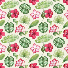 Watercolor seamless tropical pattern