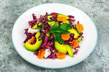 Vegetarian salad with radicchio and avocado