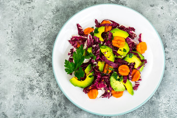 Vegetarian salad with radicchio and avocado