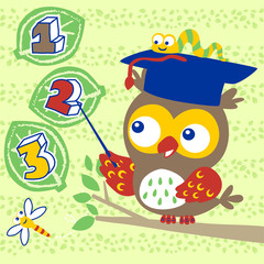 Learn to math with owl cartoon 