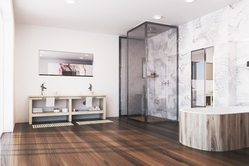 Gray marble bathroom corner, shower