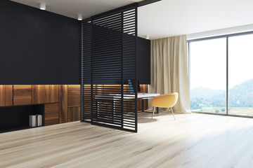 Black and wooden manager s office corner