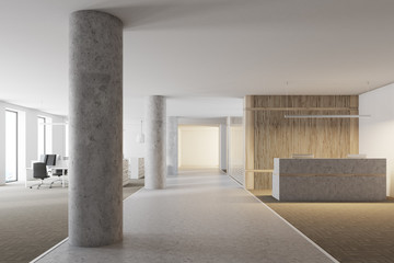 Loft wood reception hall, columns