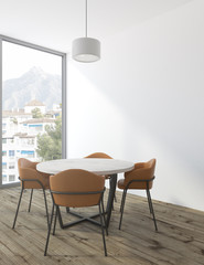 White minimalistic dining room corner