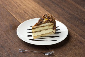 nut shortcake with dark wood background