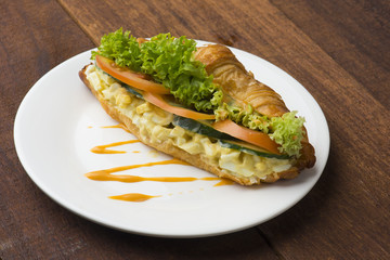 egg sandwich and coffee