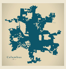 Modern Map - Columbus Ohio city of the USA