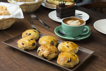 scone , latte and pastry