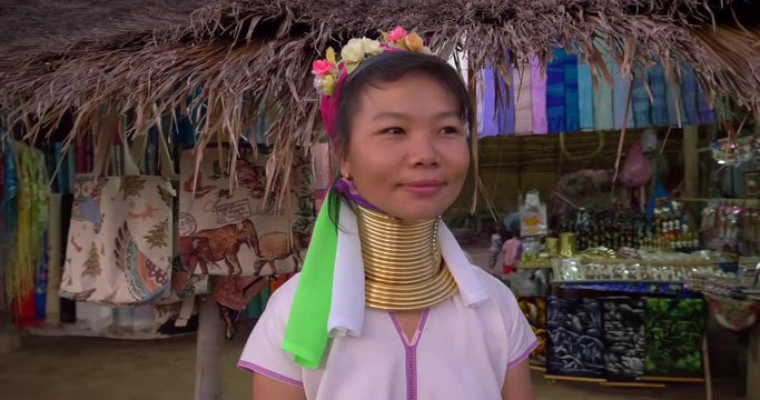thai woman with brass long neck hill tribe