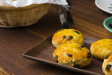 scone , latte and pastry