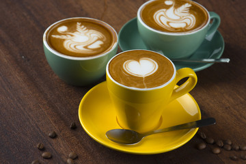 various coffee art latte