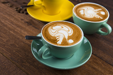 various coffee art latte