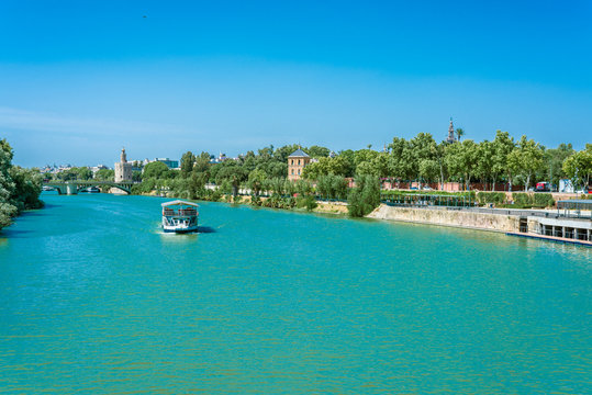 Views of the Guadalquivir in Seville,  Andalusia, Spain.