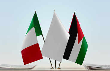 Flags of Italy and Jordan with a white flag in the middle