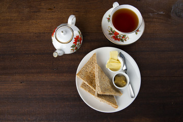 toast butter and tea