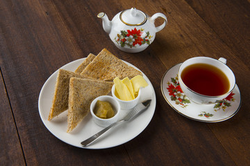toast butter and tea