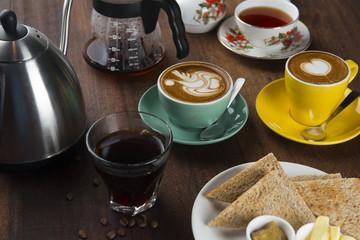 coffee and breakfast items