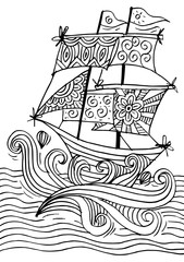 Doodle style sketch of a sailboat