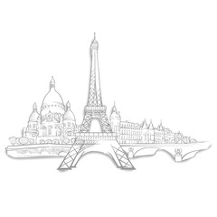 Fototapeta na wymiar Paris Landmarks Sketches
