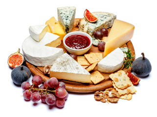 Various types of cheese - parmesan, brie, roquefort, cheddar