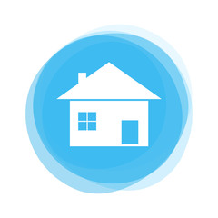 Weißes Haus auf hellblauem Button