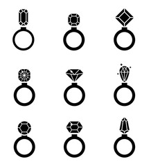 Jewelry icons set. Wedding rings vector icon.