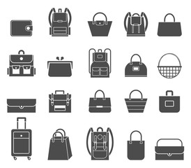 Shopping icons set. Bag icons.