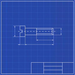 Blueprints. Mechanical engineering drawings of screw