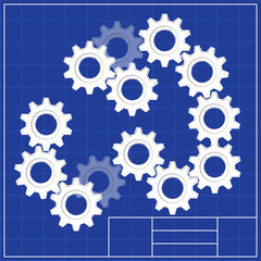 Blueprints. Mechanical engineering drawings of screw