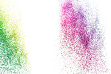 Multicolored powder explosion isolated on white background.