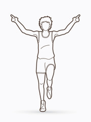 Athlete runner, A man runner running ,The winner outline graphic vector