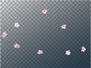 Pink Cherry Blossom Vector Confetti. Holiday Wedding Birthday Decoration Realistic Pink Cherry Blossom Confetti. Spring Apple, Sakura or Apricot Blooming Showering. Light Magic Flying Petals Design.