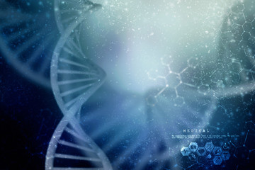 3d render of dna structure, abstract background