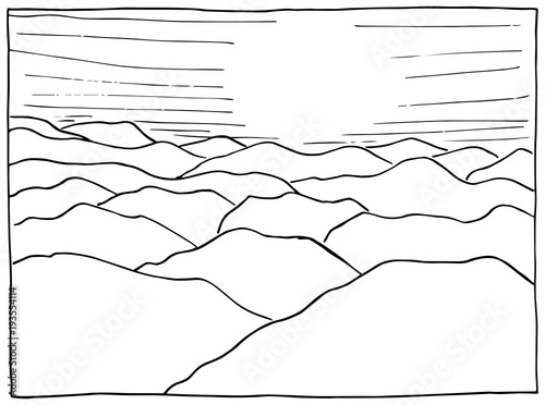 "handgezeichnete Hügel Landschaft " Stockfotos und lizenzfreie Vektoren