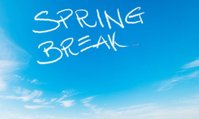Spring break written in the sky