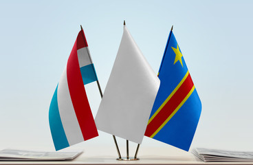 Flags of Netherlands and Democratic Republic of the Congo (DRC, DROC, Congo-Kinshasa) with a white...