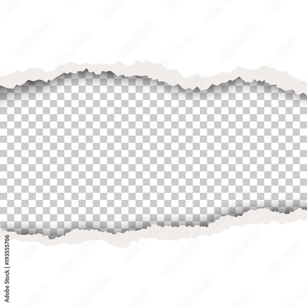 Sticker torn hole in white sheet of paper. transparent background of the resulting window. vector template p