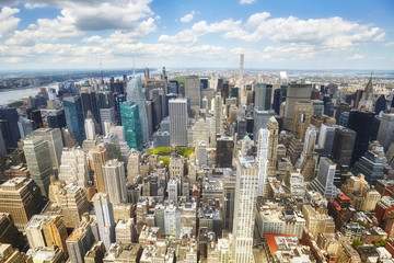 Aerial view of the Manhattan, New York City, USA.