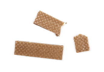 Chocolate wafers isolated on white background, top view