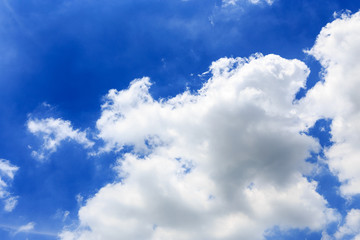 Cloud over beautiful blue sky. Copy space. Background.