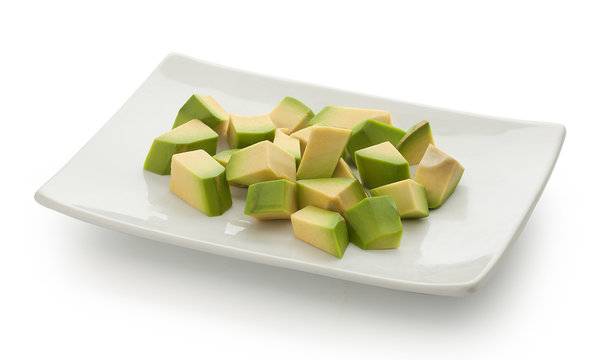 Cubes Of Avocado On The Plate