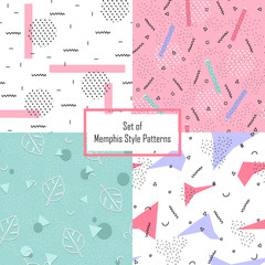 Collection of Memphis Seamless Patterns .